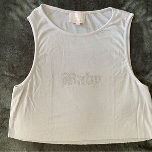 Meshki 2000s rhinestone Baby ribbed crop tank